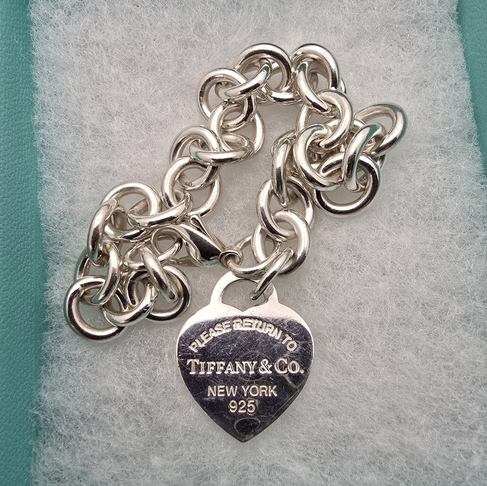 Tiffany Co Return To Tiffany Heart Tag Charm Sterling Silver Bracelet, 7 3/4... - Picture 2 of 5